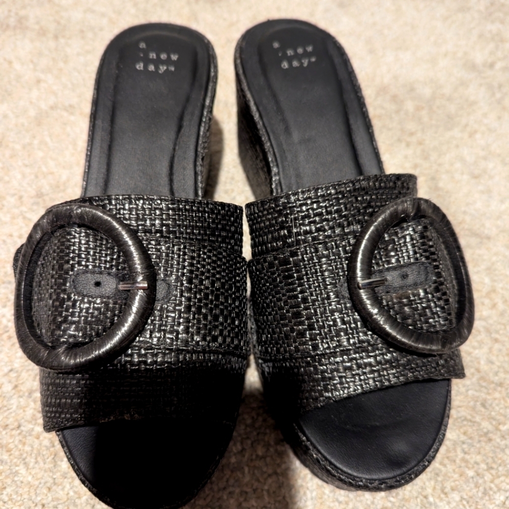 A New Day Black Textured Mules